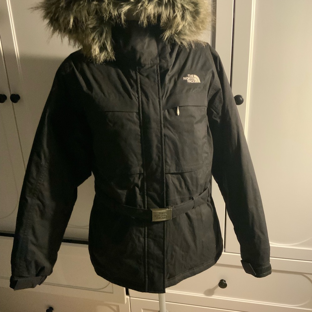 The North Face Women's Black Parka Jacket with Fur Trim Large